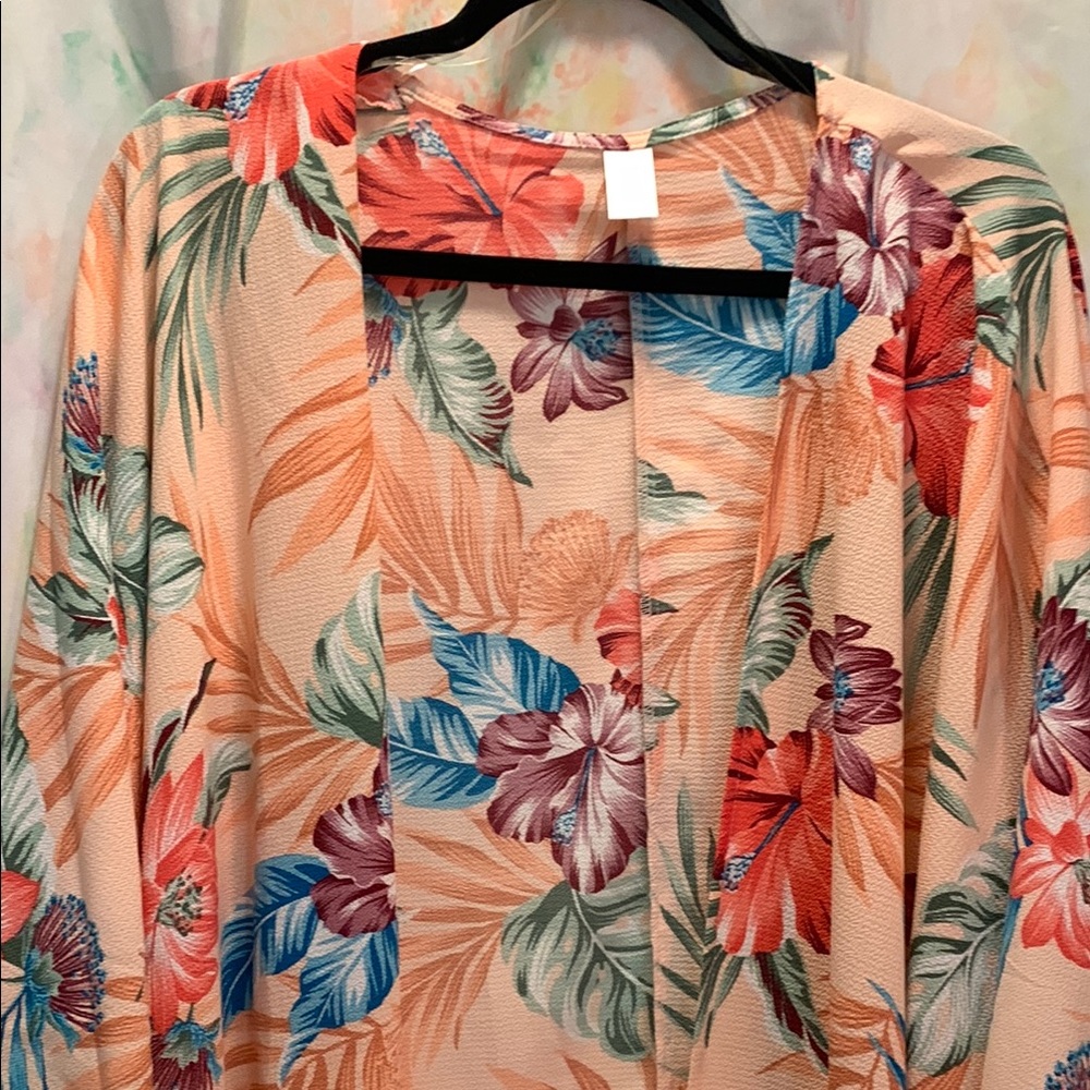 Floral Kimono with Tropical Print